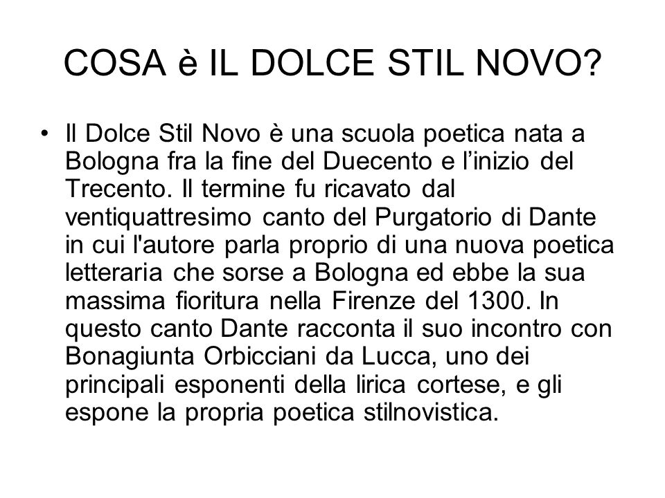 IL DOLCE STIL NOVO. ppt scaricare